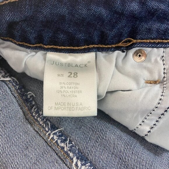 Just Black Jeans Women's Size 28 (29 x 27) Mid Rise Straight Leg Rough Hem - Picture 9 of 10